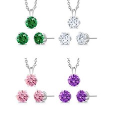 3-Piece Set: 3 Carat Cttw Cubic Zirconia Necklace and Earrings Set