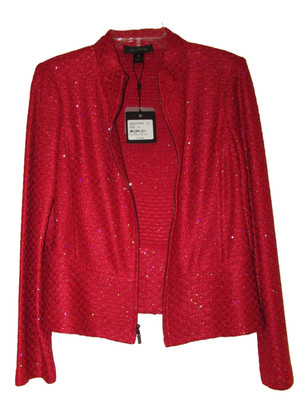 NWT ($1595)  ST JOHN EVENING Red (''Ligonberry'') Jacket w/Crystals & Sequins - 6