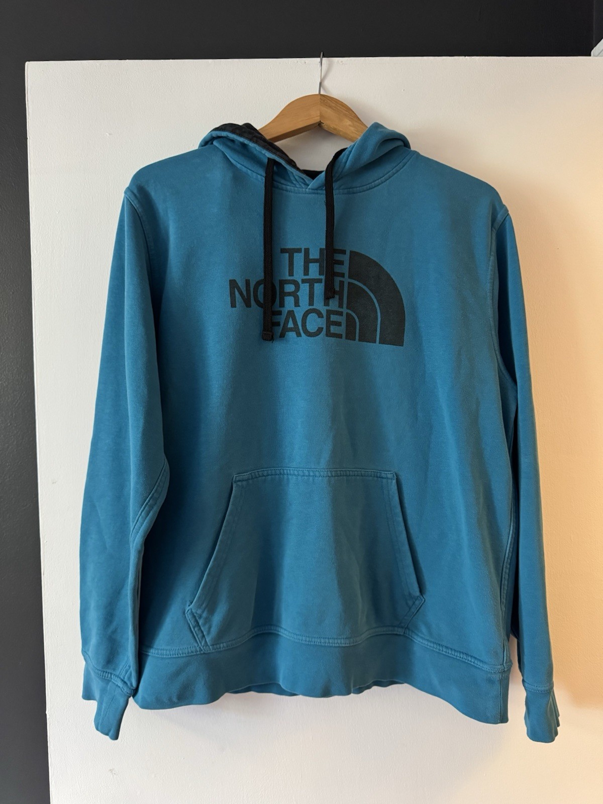 The North Face Blue Fleece Pullover Hoodie Logo Kangaroo Pocket Men's Size M