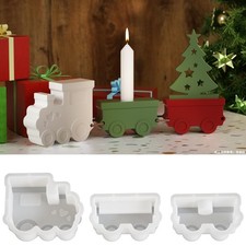Molde de resina epoxi de silicona 3D tren de yeso candelabro jabón yeso traje hágalo usted mismo