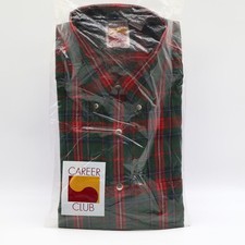 Career Club Button-Down Shirt Men L Vintage Green/Red Multicolor Plaid NWT