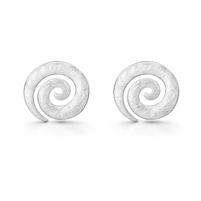 viTALISMAN Damen Ohrringe 925 Silber - Ohrstecker Spirale gebürstet, Silver Stud - Bild 1 von 4