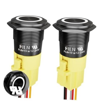 2PCS 19mm (3/4'') Latching Push Button Switch 19mm-Black Plated Latching White