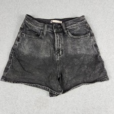 SO Denim 90s Boyfriend Shorts Women 3/26W Black Cotton Super High Rise Acid Wash