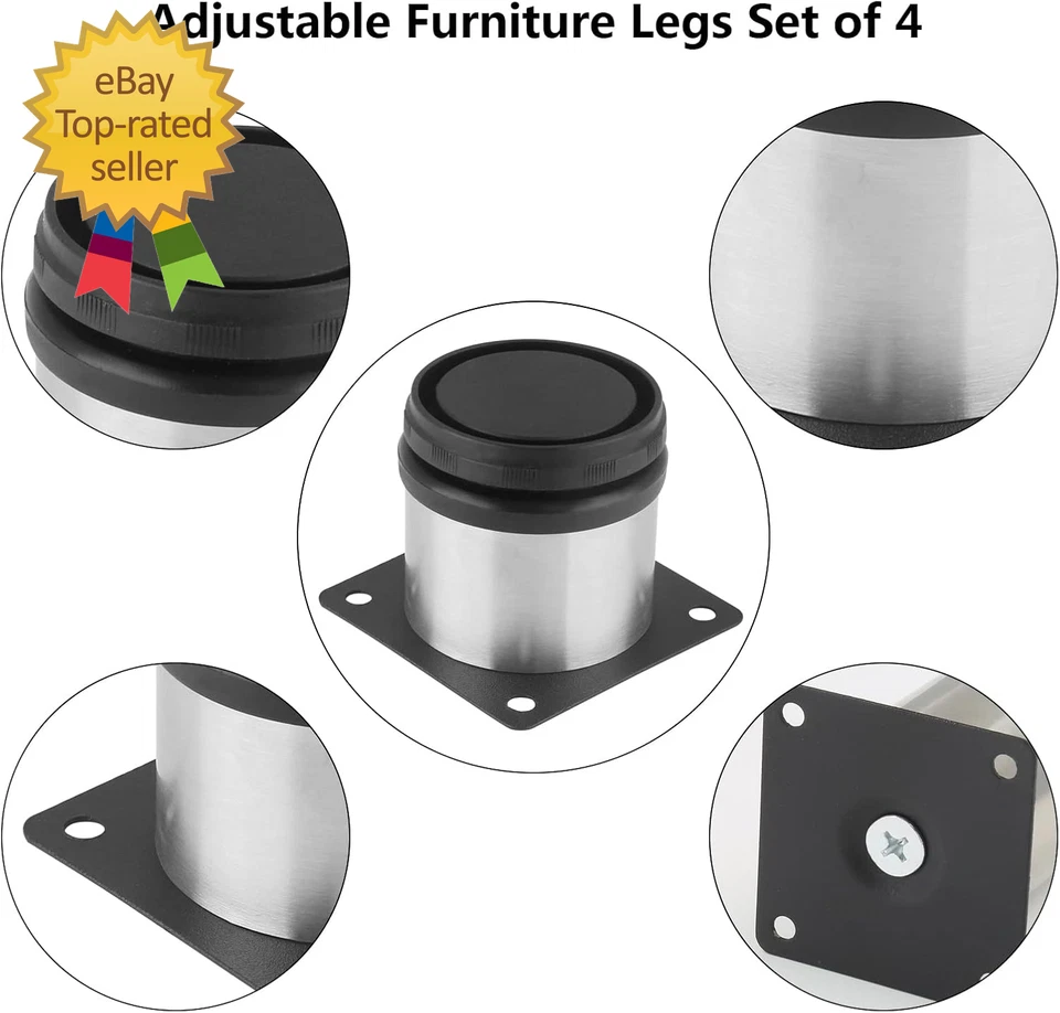 Juego de patas de sofá ajustables de 2 pulgadas/50 mm de diámetro Sta redondas Foto 3 de 4