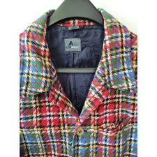 Lizwear Wool Blend Blazer Women M Tweed Plaid Vintage Shoulder Pads Pocket