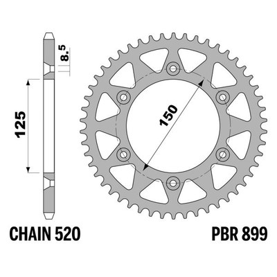 Corona PBR Z53 denti passo 520 in Acciaio GasGas ES700 Enduro 2022