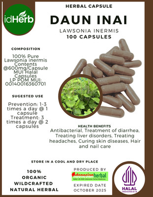 [idHerb] 100-800 Kapseln Daun Inai Henna Lawsonia Inermis Bio WildCrafted