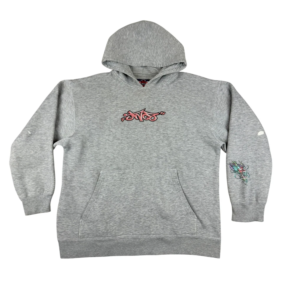 DE COLECCIÓN JNCO JEANS Sudadera con Capucha Para Hombres L Gris Dragón Gráfico Pullover Skate Grunge Y2K Años 90 Foto 3 de 4