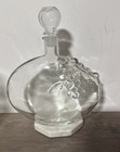 Vintage Mod Dep Clear Glass Decanter Bottle Embossed Grapes Over One Side Italy — photo 1