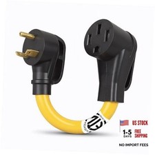 30 Amp to 50 Amp RV Generator Adapter Cord 1FT NEMA TT-30P to TT-30P to 14-50R