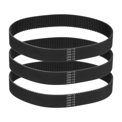 280mm GT-2 Timing Belt, 3pcs 15mm Width 2mm Pitch 3D Printing Closed Loop, Black