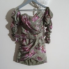 ASOS Green Floral Mini Dress Belted Size 10 New