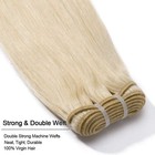 Double Weft Hair Extensions Human Hair Weave Remy Bundles Platinum Blonde 28in — photo 3