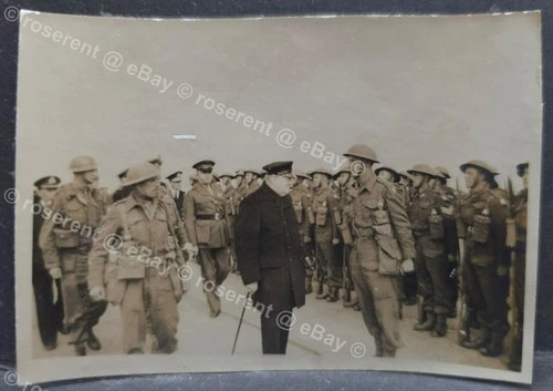 WW2 Iceland - Winston Churchill inspecting 49th Division Troops - photo 9 by 6cm