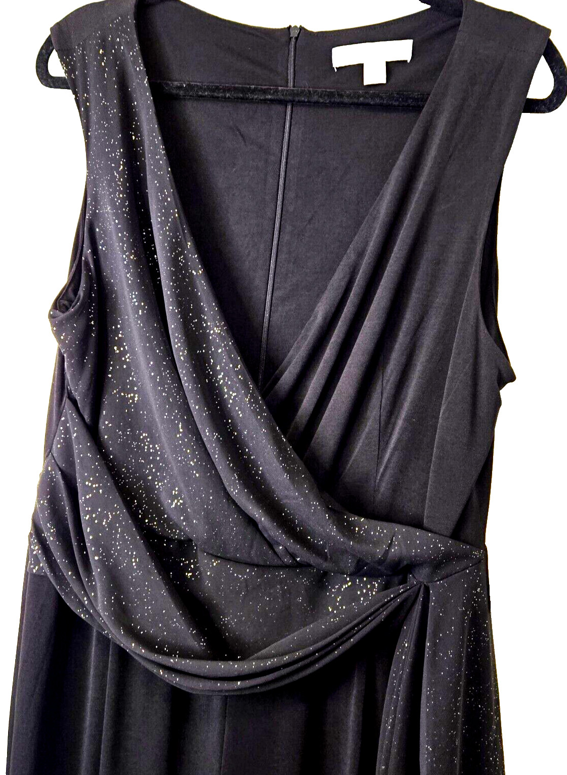 Jumpsuit Size 12 Black Sheer Glitter Sparkle Glam Evening Loose Leg Slvless NEW-image