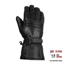 Winter Motorcycle Gloves, Premium Biker Sheep Leather Thinsulate Large Black