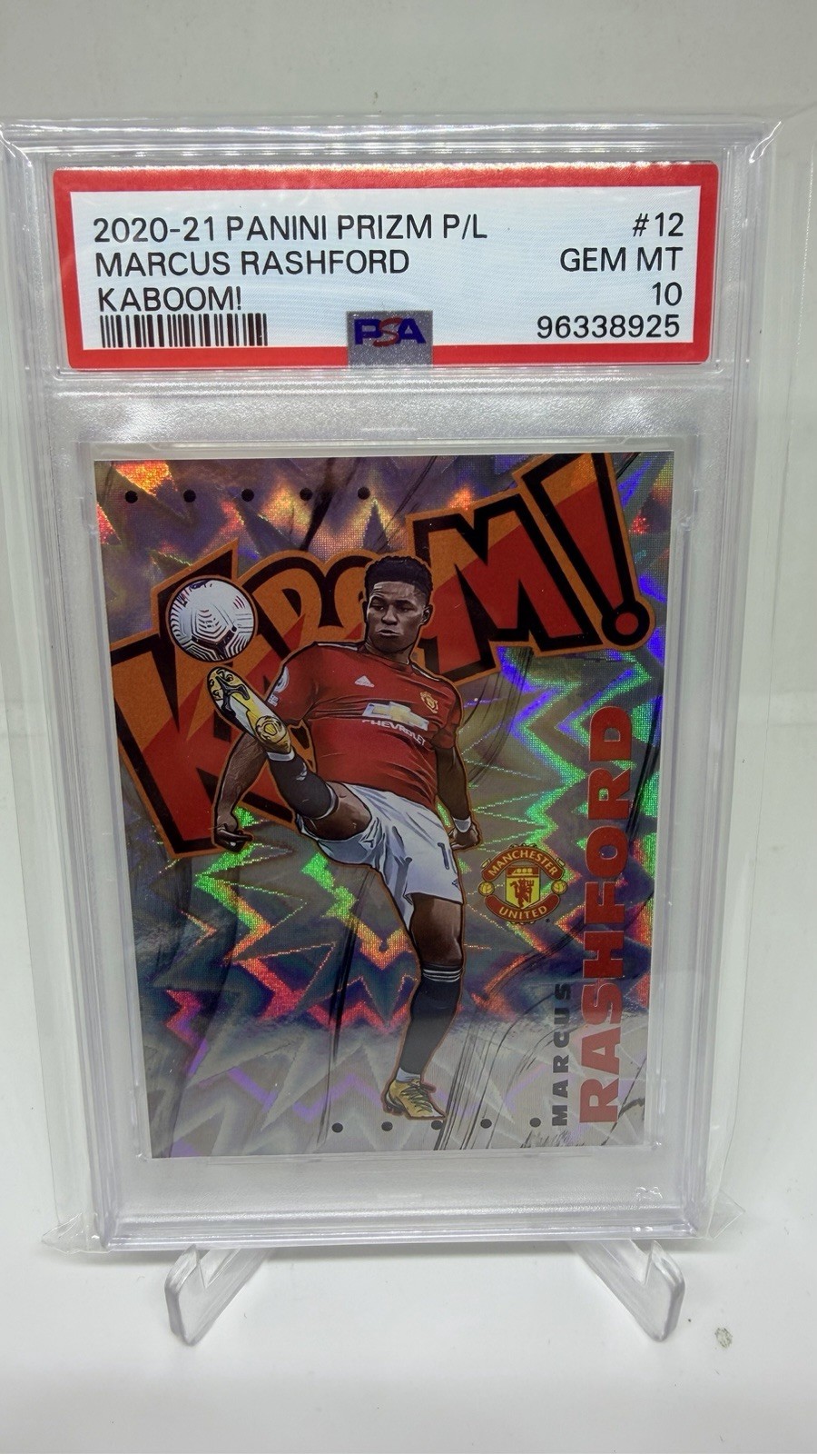 2020 PANINI PRIZM PREMIER LEAGUE MARCUS RASHFORD KABOOM! #12 PSA 10