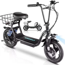 Caroma 819W Electric Scooter with Seat Foldable Ebike Dual Suspension for Adults