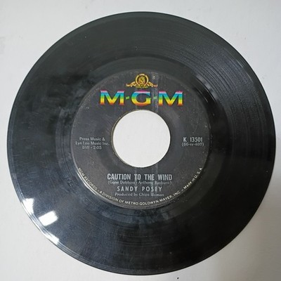 SANDY POSEY CAUTION TO THE WIND/BORN A WOMAN MGM RECORDS VINYL 45 VG 29-13