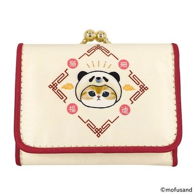 mofusand Panda-Nyan Compact Tri-Fold Wallet Clasp Coin Case Beige Japan
