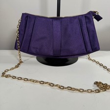 Ted Baker Purple Pleated Crossbody Bag Gold Chain Strap Butterfly Lining