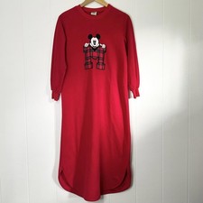 Vintage Disney Mickey  Co Plaid Sleep Shirt Sleeping Night Gown Youth Size 14