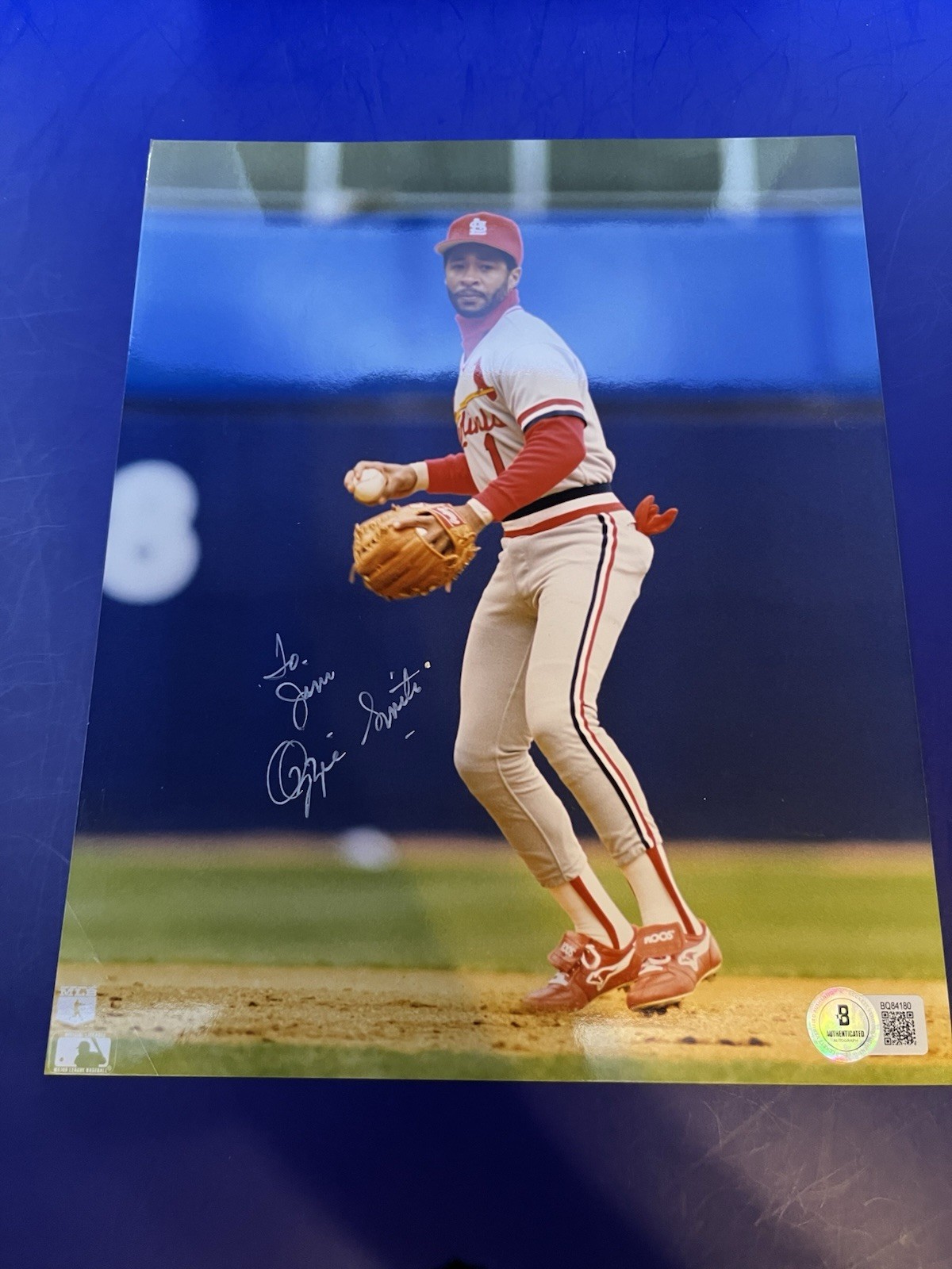 Ozzie Smith Autographed Signed St. Louis Cardinals HOF St Louis Cardinals 8x10 inscribed BAS Auth 