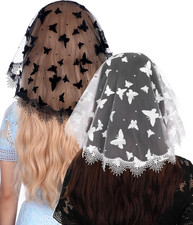 Catholic Church Head Covering: Small Circle Floral Lace Mantilla Chapel Cap Veil