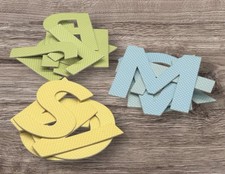 Alphabet Chipboard Letters Pastel Green Yellow Blue 19 Piece Scrapbooking