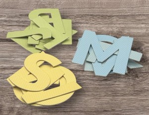 Alphabet Chipboard Letters Pastel Green Yellow Blue 19 Piece Scrapbooking