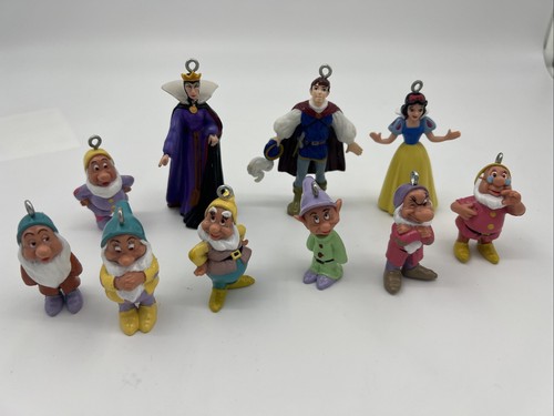 🎄Disney Promotional SNOW WHITE & THE 7 DWARFS Christmas Ornaments Set Of 10 Pvc - Picture 1 of 16