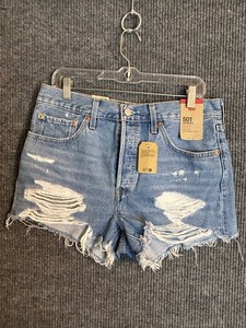 Levi's 501 Women's High Rise Heavy Distressed Jean Shorts Light Blue Size 31