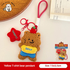 Cute Cartoon Teddy Bear Figurine Pendant Plush Keychain Bag Decoration Couple Ke