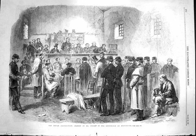 Original alter antiker Druck 1867 Fenian Aufstand Cleary Courthouse Kil 19.