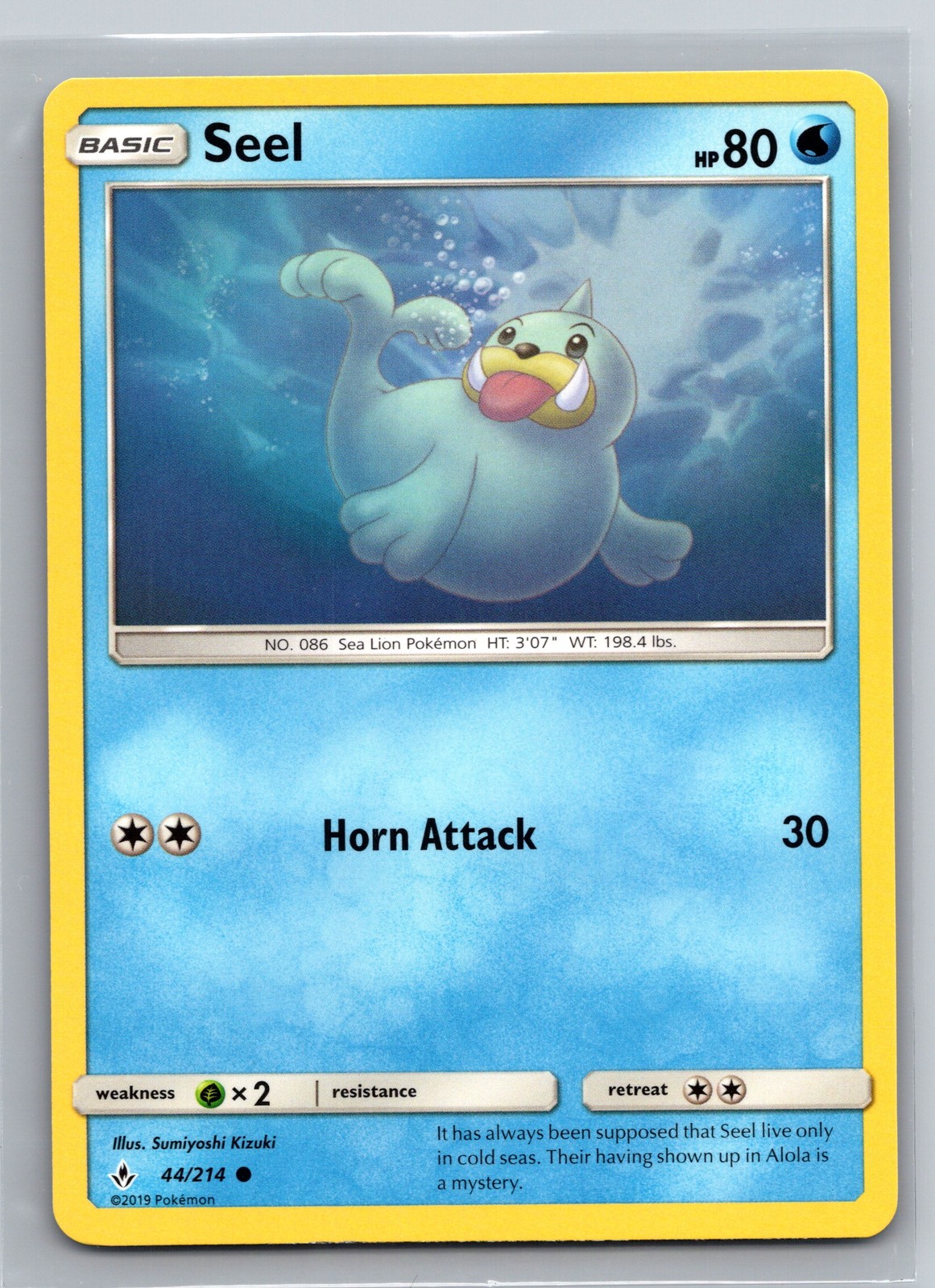 Seel 44/214 Unbroken Bonds Water-Type Basic Sea Lion Collectible Pokemon TCG
