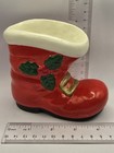 EC Vintage  4” Ceramic Red Santa Boot Décor / Planter / Candy Cane Holder — photo 5