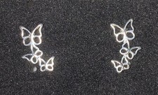 Sterling Silver 925 3  Dancing  Butterflies Stud Earrings   New, Gift Boxed