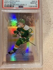 Matt Boldy HC-12 RC 21/25 PSA 10 GEM MT Rookie Die Cut History Class UD 2022 1/1