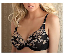 Wacoal Opulence Underwire Bra Size 34DDD Black Beige Lace, Style 851112, NEW