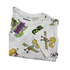 Nickelodeon 90s Cartoons All Over Print T-Shirt Mens Large Rugrats Hey Arnold
