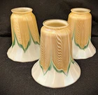 Pull Feather Art Glass Shades Steuben Quezal Set of 3