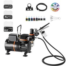 Comprehensive Airbrush Kit with 1/6 HP Compressor, 3 Brushes Paint