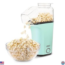 Hot Air Popcorn Popper Maker with Measuring Cup  Melt Butter, 16 Cups - Aqua