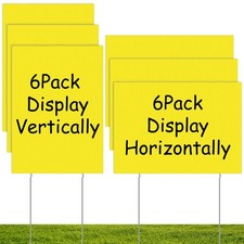 6 Pcs Blank Yard Signs with Stakes 17 x 12 Inch Garden Yard Sale Signs Corrug...