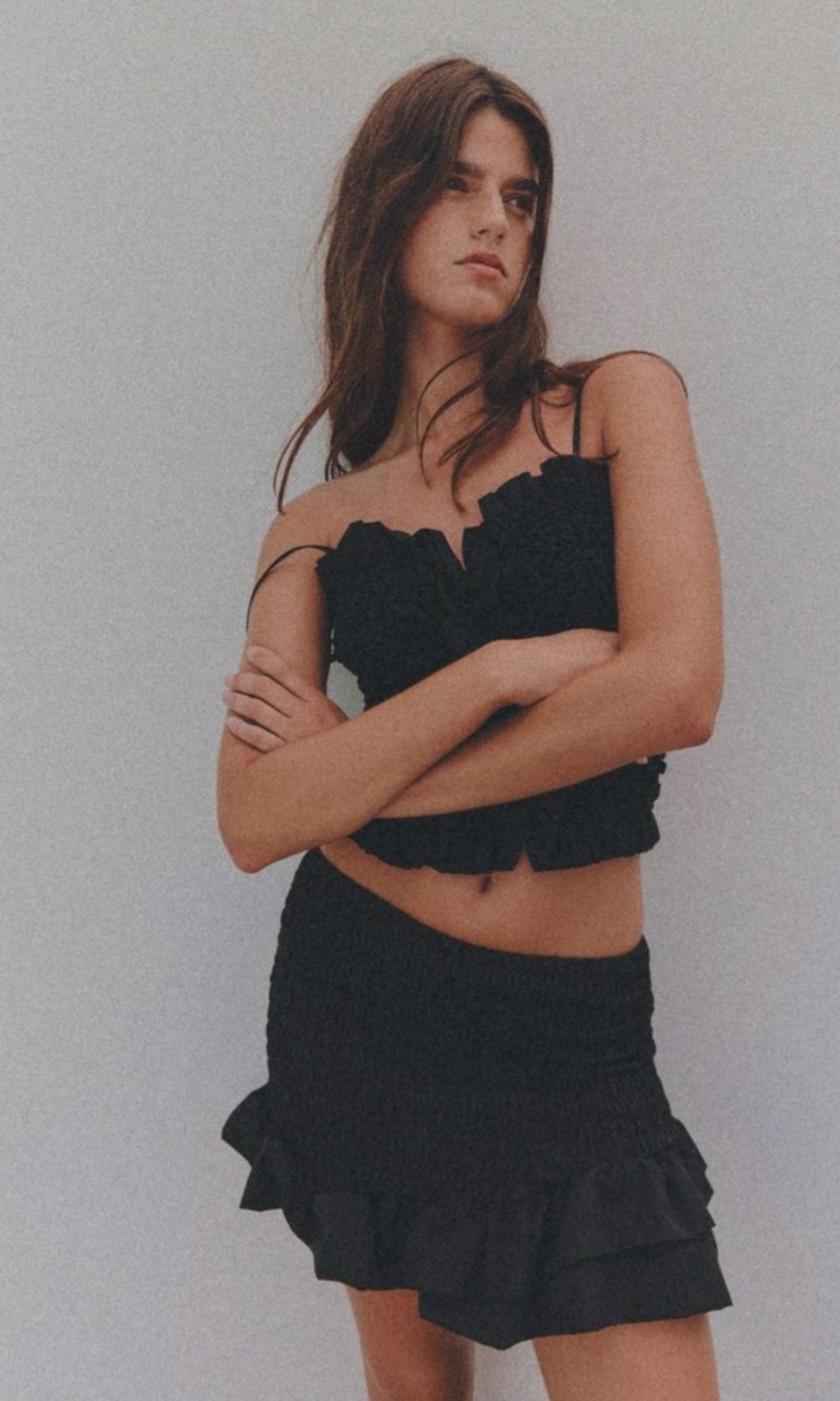 ZARA 자라 러플드 미니 스커트 블랙 사이즈 L