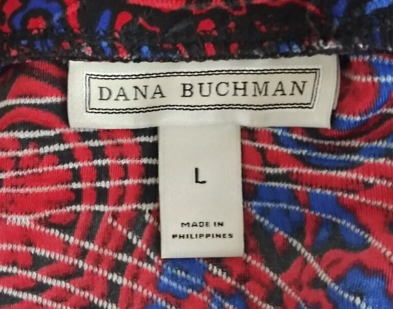 Dana Buchman Women's Red & Blue Textured Floral Skirt Size Large - Image 3 of 4