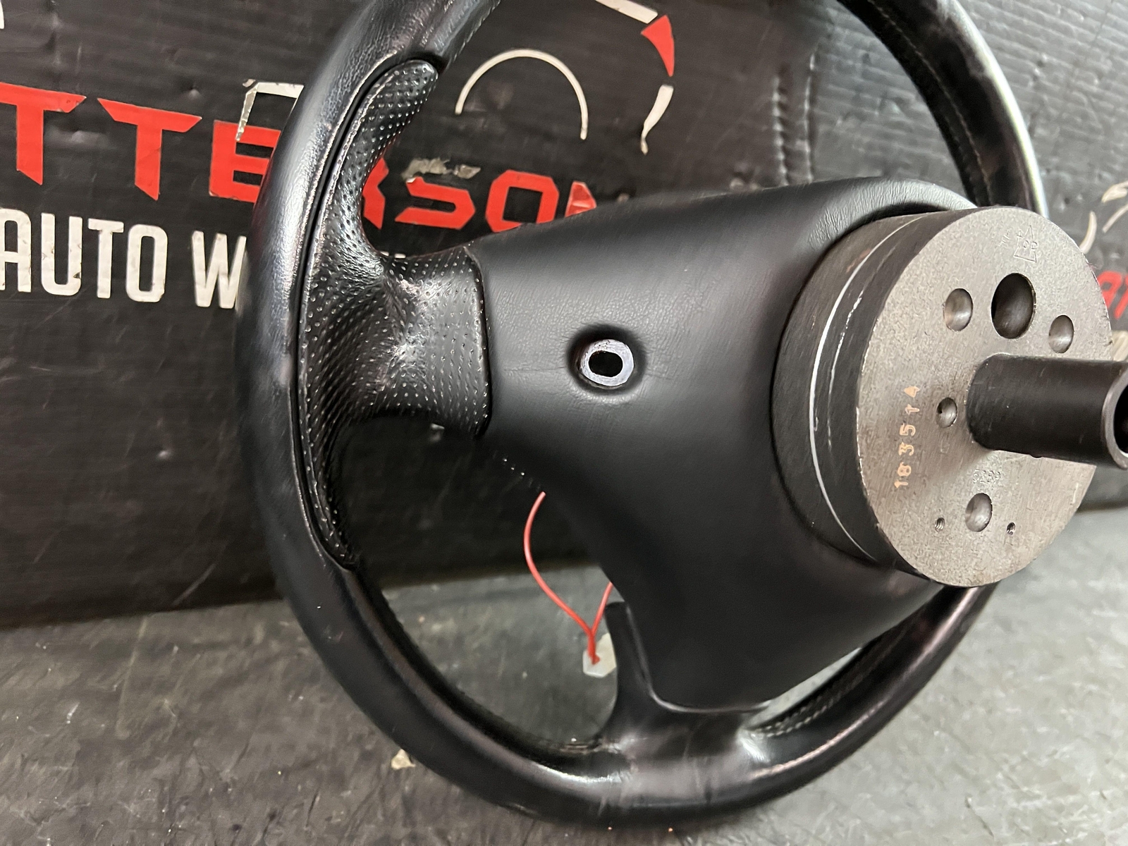 02-06 MASERATI SPYDER BLACK LEATHER WRAPPED STEERING WHEEL AND CLOCKSPRING