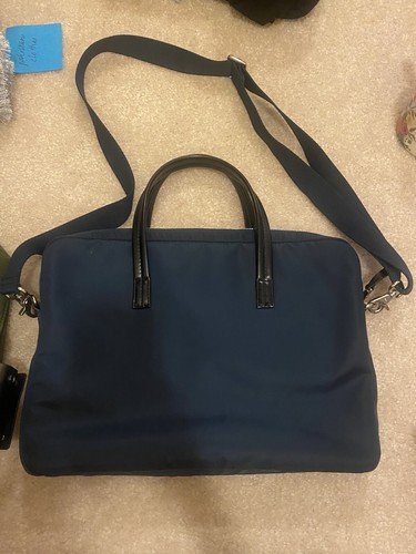 KNOMO Hanover 14" Laptop Bag Briefcase Black Silver Nylon RFID Water Resist. - Picture 3 of 4