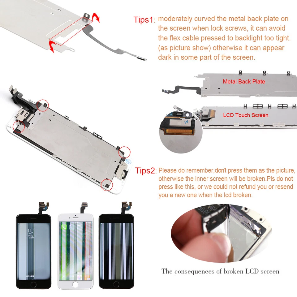 For iPhone 8 6 6s 7 Plus LCD Display Screen Touch Digitizer Replacement +Camera - Image 3 of 4